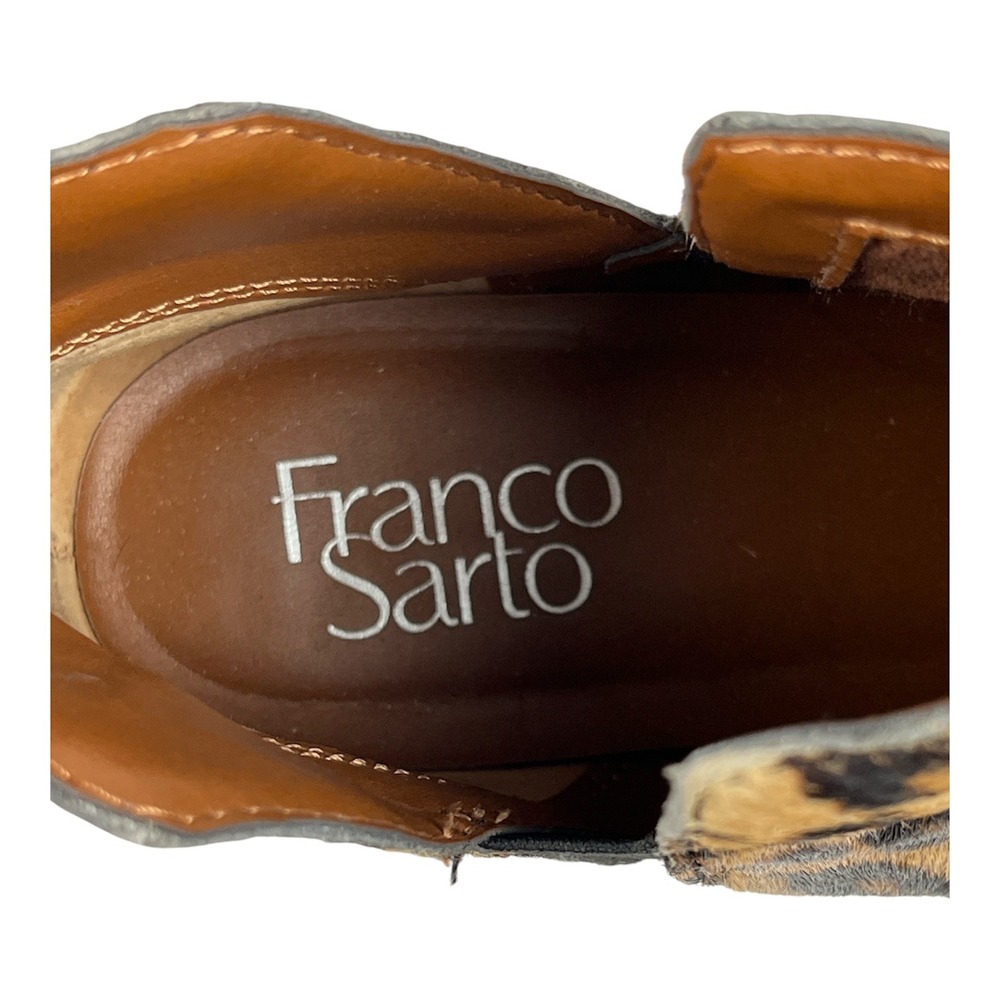 Franco Sarto Excellent Pre-Owned Ankle Booties Women 7.5 Leopard Calf Hair - Picture 7 of 9